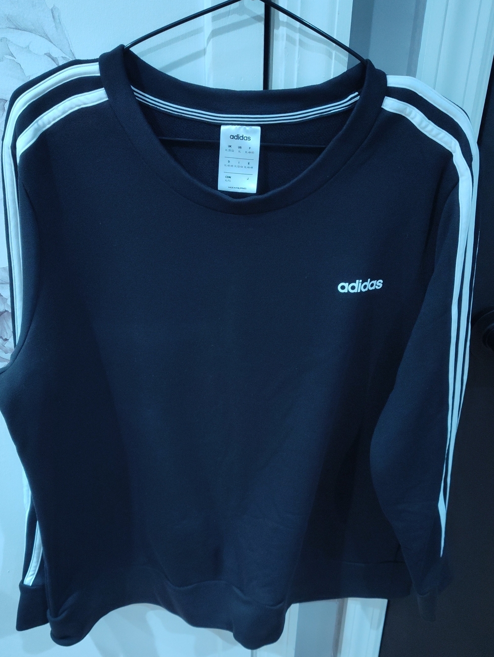 adidas Black Sweatshirt with White Shoulder Stripes